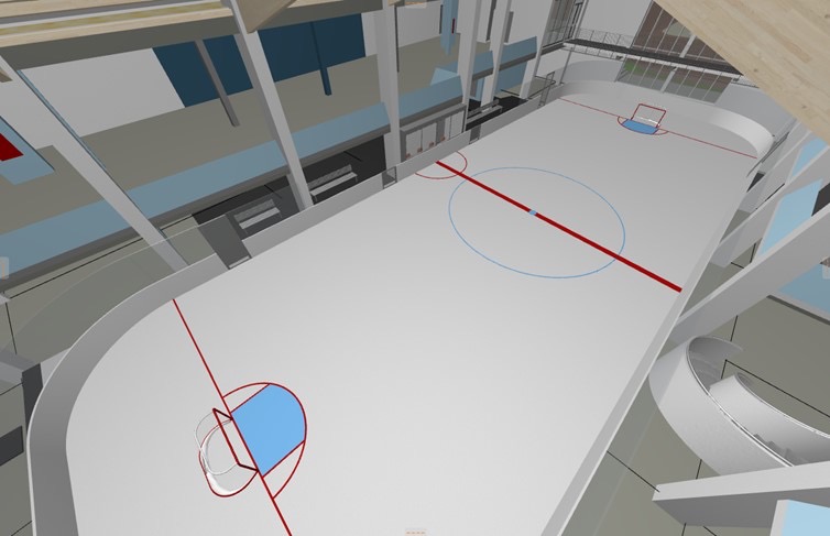 A Premi Rink jégcsarnok jégfelületének látványterve